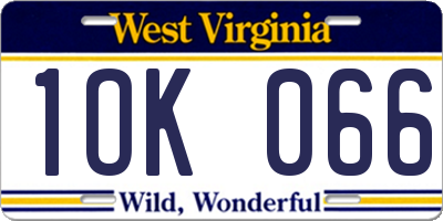 WV license plate 1OK066
