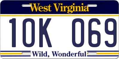 WV license plate 1OK069