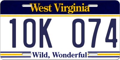 WV license plate 1OK074
