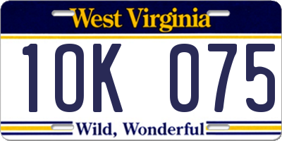 WV license plate 1OK075