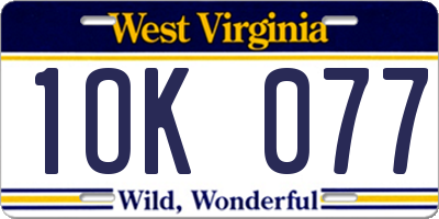 WV license plate 1OK077