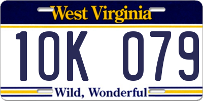 WV license plate 1OK079