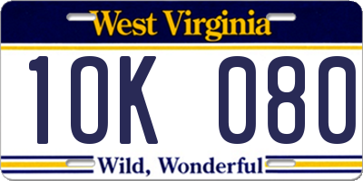 WV license plate 1OK080