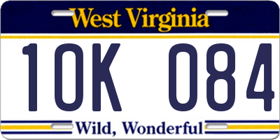 WV license plate 1OK084