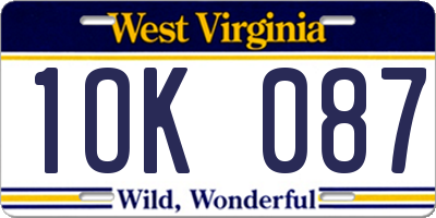 WV license plate 1OK087