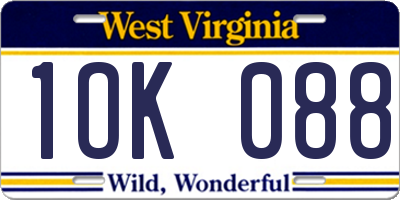 WV license plate 1OK088