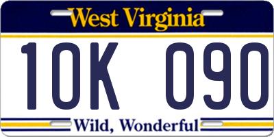 WV license plate 1OK090