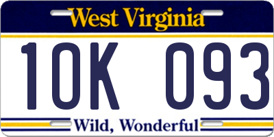 WV license plate 1OK093