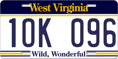 WV license plate 1OK096