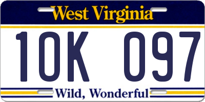 WV license plate 1OK097
