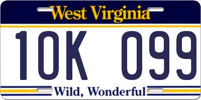 WV license plate 1OK099