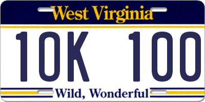 WV license plate 1OK100