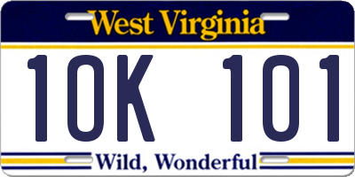WV license plate 1OK101