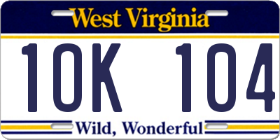WV license plate 1OK104