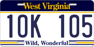 WV license plate 1OK105