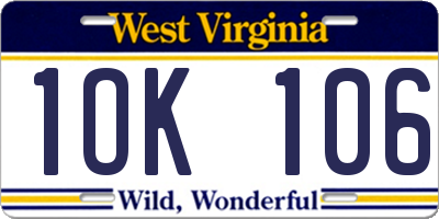 WV license plate 1OK106