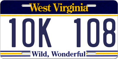 WV license plate 1OK108