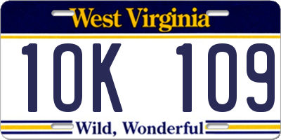 WV license plate 1OK109