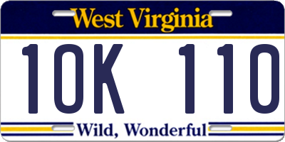 WV license plate 1OK110