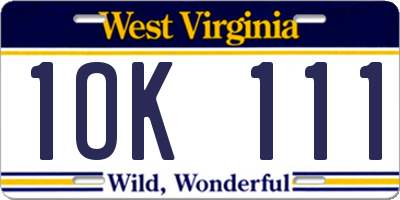 WV license plate 1OK111