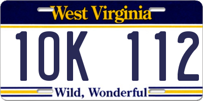 WV license plate 1OK112