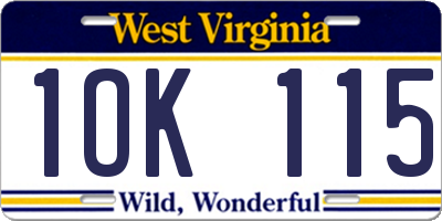 WV license plate 1OK115