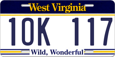 WV license plate 1OK117