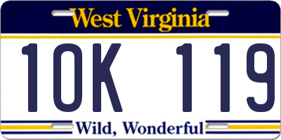 WV license plate 1OK119