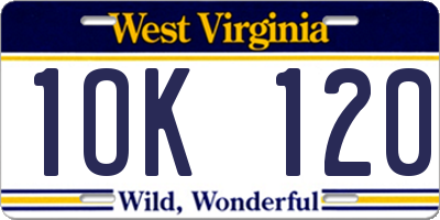 WV license plate 1OK120