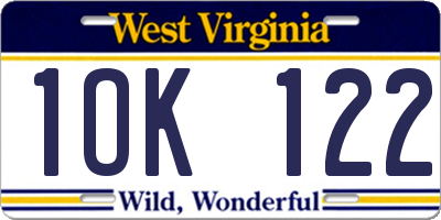 WV license plate 1OK122