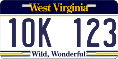 WV license plate 1OK123