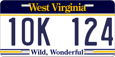 WV license plate 1OK124