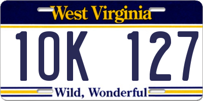 WV license plate 1OK127