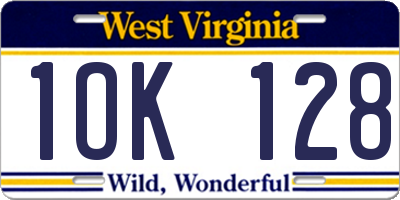 WV license plate 1OK128