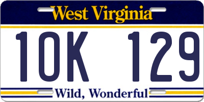 WV license plate 1OK129
