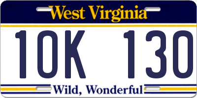 WV license plate 1OK130