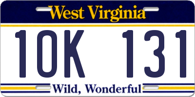 WV license plate 1OK131