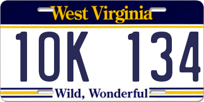 WV license plate 1OK134