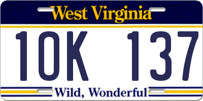 WV license plate 1OK137