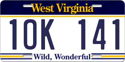 WV license plate 1OK141