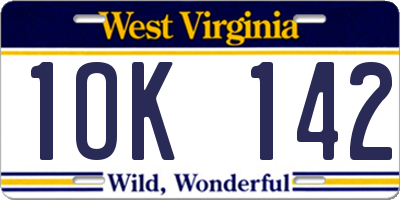 WV license plate 1OK142