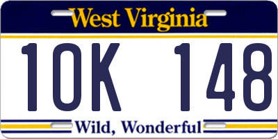 WV license plate 1OK148