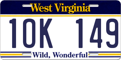 WV license plate 1OK149