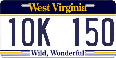 WV license plate 1OK150
