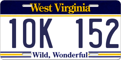 WV license plate 1OK152