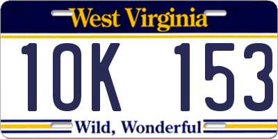 WV license plate 1OK153