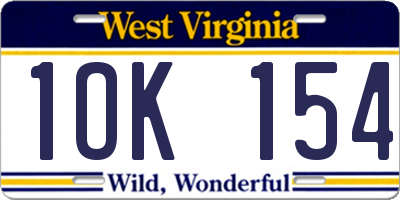 WV license plate 1OK154