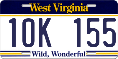 WV license plate 1OK155