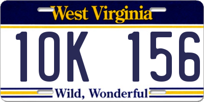 WV license plate 1OK156