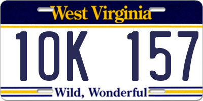 WV license plate 1OK157
